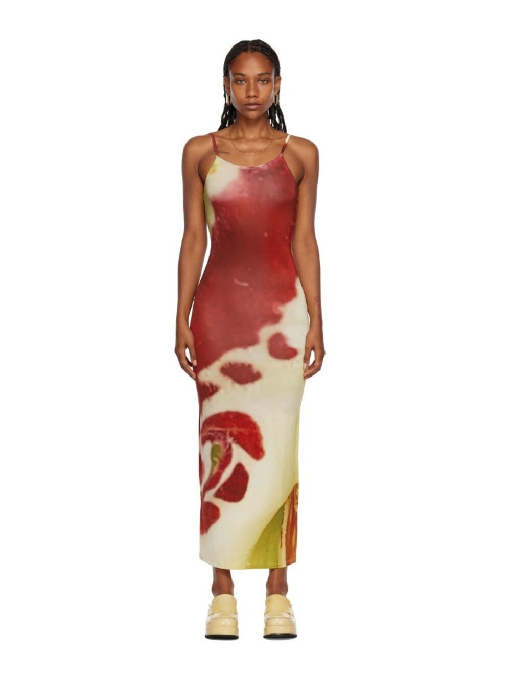 Paloma Wool Blossom Dress / XS / Orchid Print Red Stretch Slip Viral
